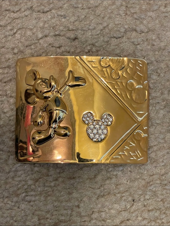 Disney Other - Mickey Mouse Gold Belt Buckle with Crystal Accent